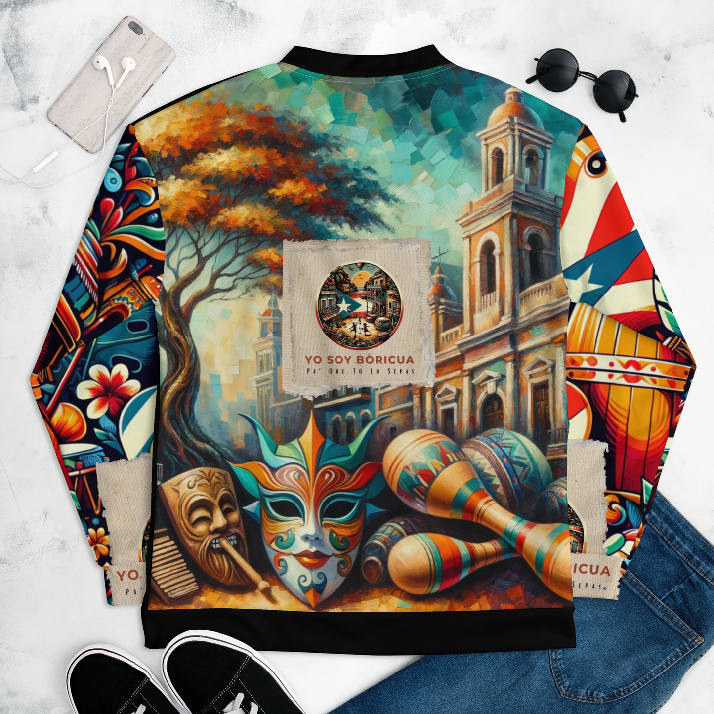 Chaqueta bomber Yo Soy Boricua Pa’ Que Tú Lo Sepas Celebrando Nuestra Cultura Unisex