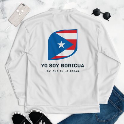 Chaqueta Bomber Yo Soy Boricua Pa' Que Tú Lo Sepas Logo all over unisex