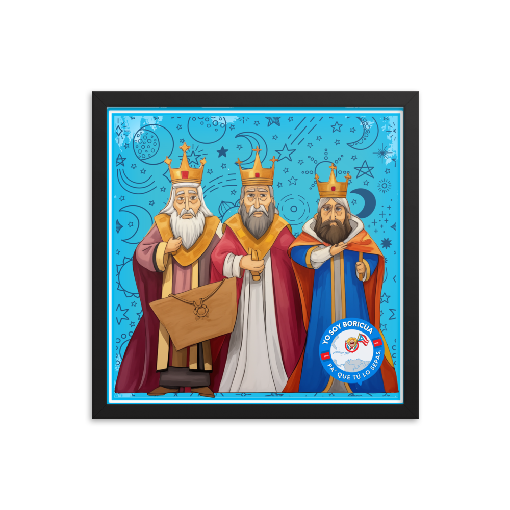 Los Tres Reyes Magos Yo Soy Boricua Pa’ Que Tú Lo Sepas | Póster en papel fotográfico con marco