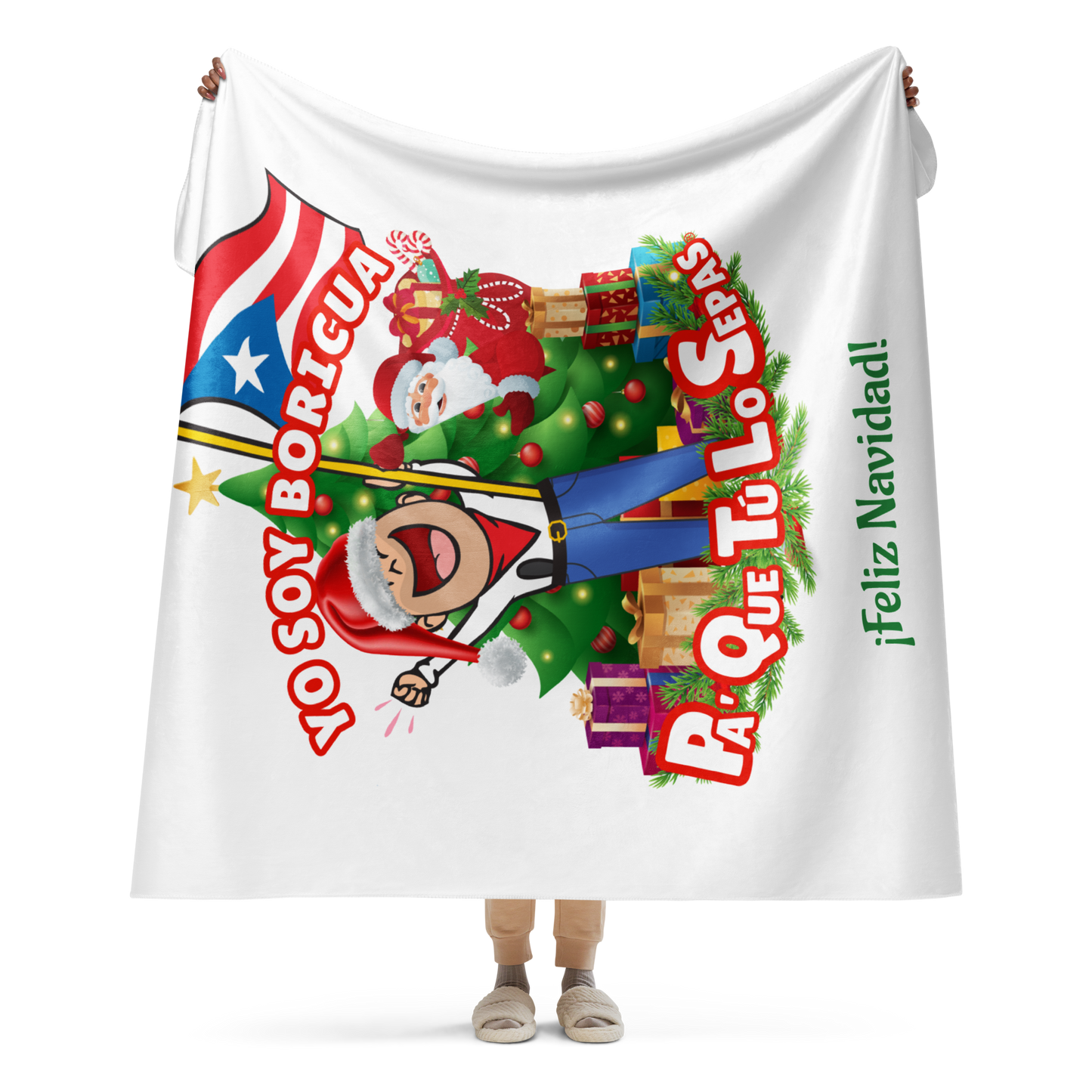 Manta sherpa de Navidad Yo Soy Boricua Pa’ Que Tú Lo Sepas