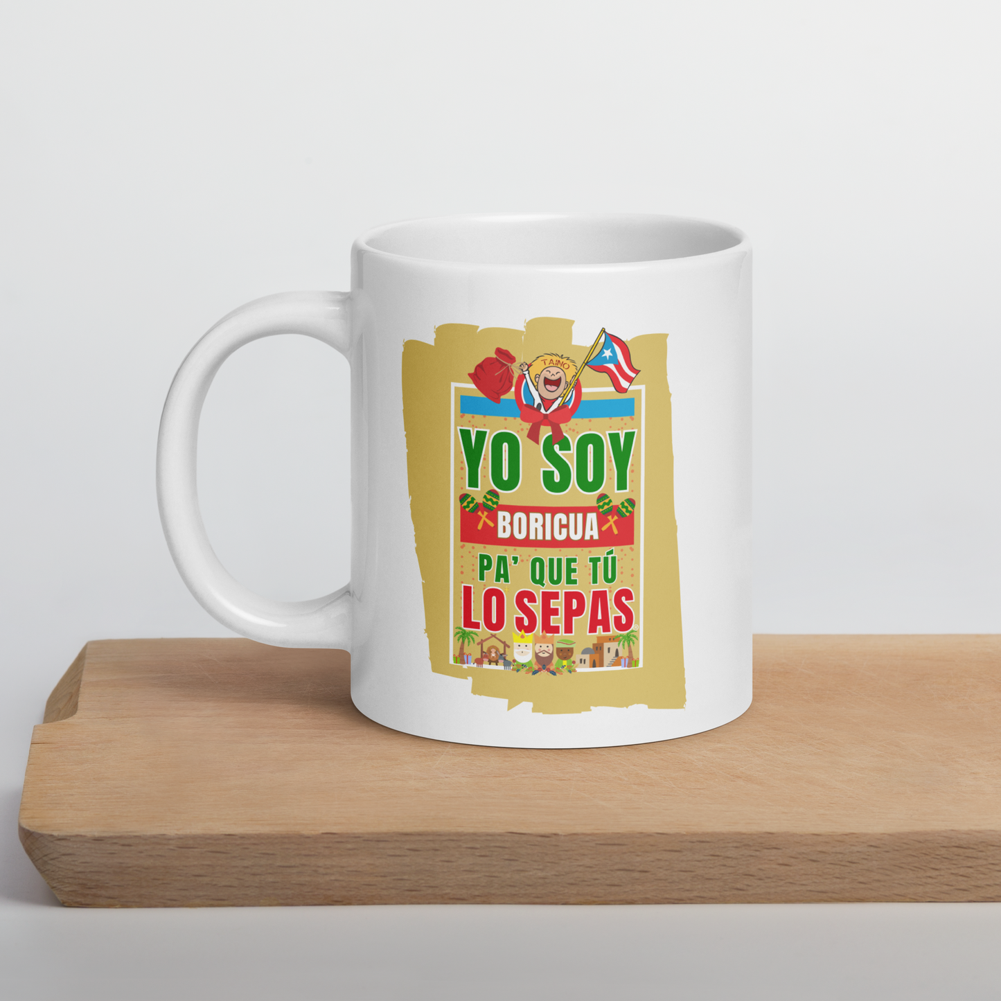 Taza blanca brillante Yo Soy Boricua Pa’ Que Tú Lo Sepas fiesta