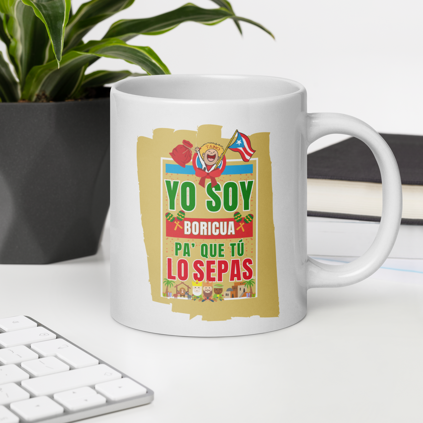 Taza blanca brillante Yo Soy Boricua Pa’ Que Tú Lo Sepas fiesta